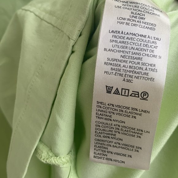 NEW Anthropologie maeve volume hip mini green linen blend dress plus 3X - Picture 9 of 15